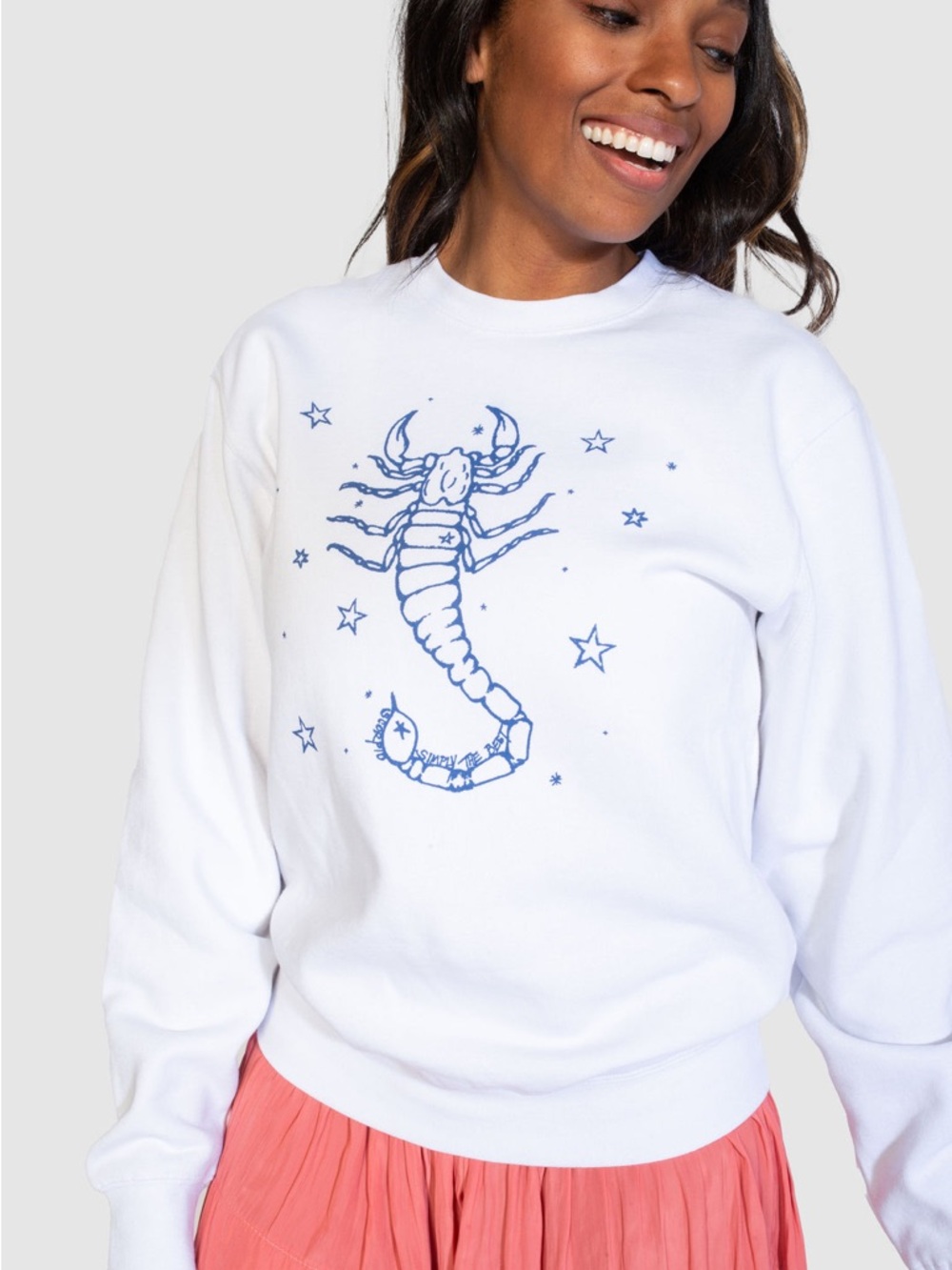 KOCH White Scorpio Graphic Crewneck Sweater, size M